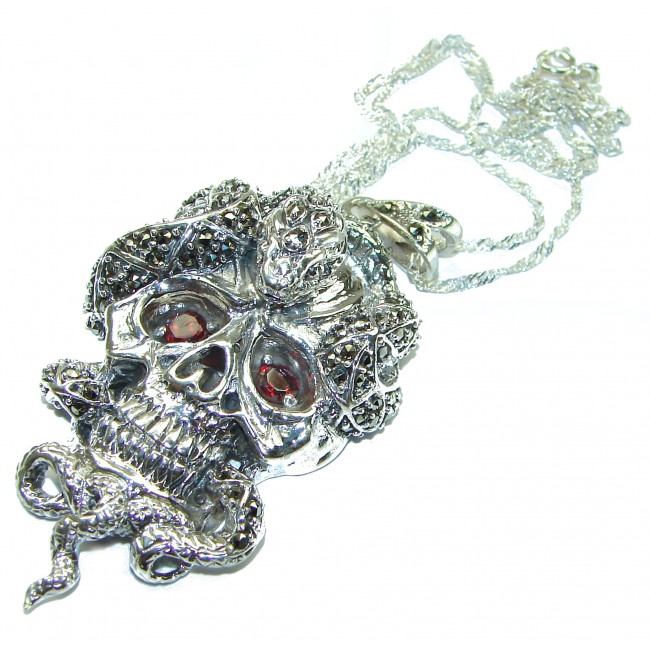 Huge Ghost Rider Ruby Authentic Ruby .925 Sterling Silver handcrafted Pendant