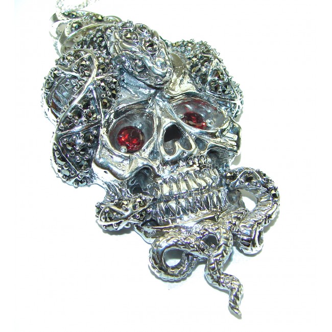 Huge Ghost Rider Ruby Authentic Ruby .925 Sterling Silver handcrafted Pendant