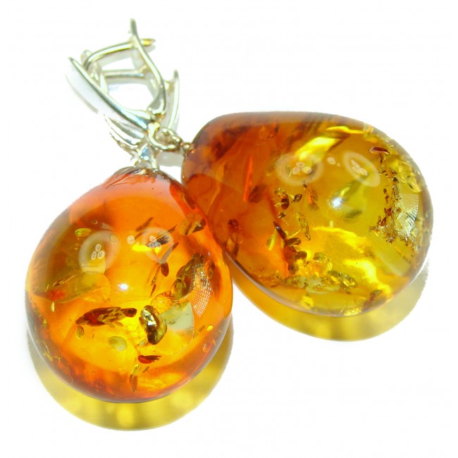 Golden Honey Drops authentic Baltic Amber .925 Sterling Silver earrings