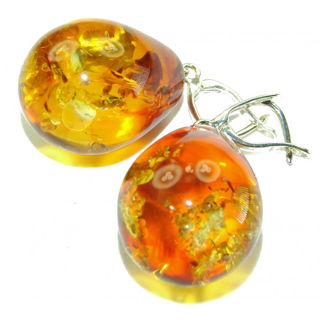 Golden Honey Drops authentic Baltic Amber .925 Sterling Silver earrings