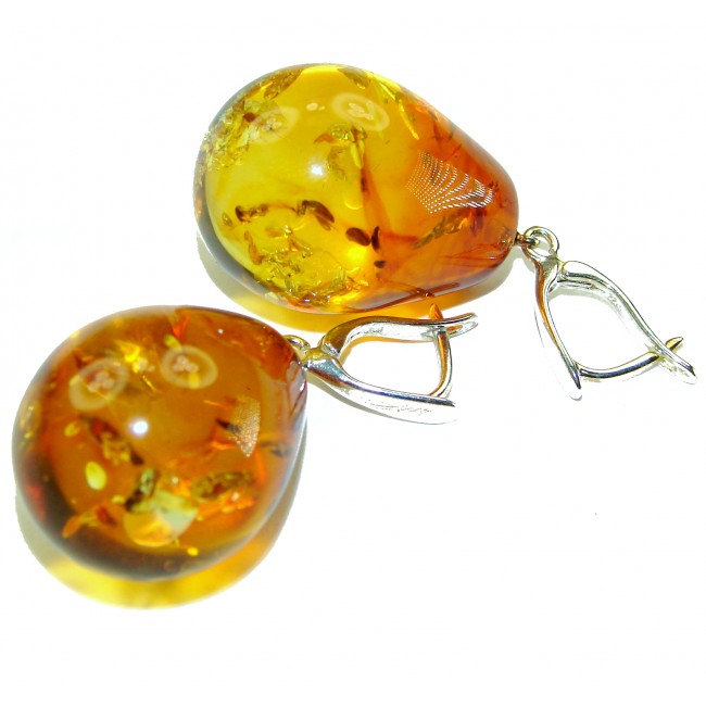 Golden Honey Drops authentic Baltic Amber .925 Sterling Silver earrings