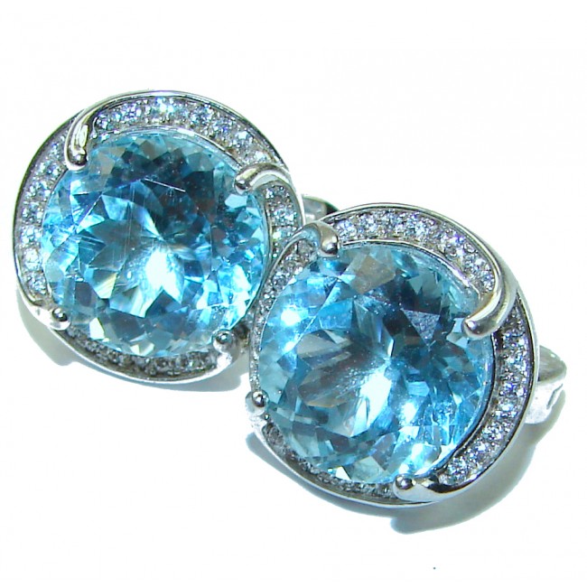 Eau Propre natural Blue Swiss Topaz .925 Sterling Silver handcrafted earrings