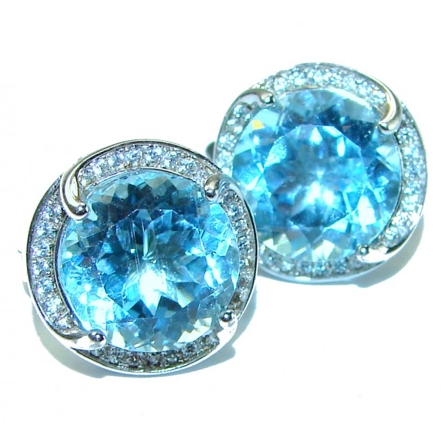 Eau Propre natural Blue Swiss Topaz .925 Sterling Silver handcrafted earrings