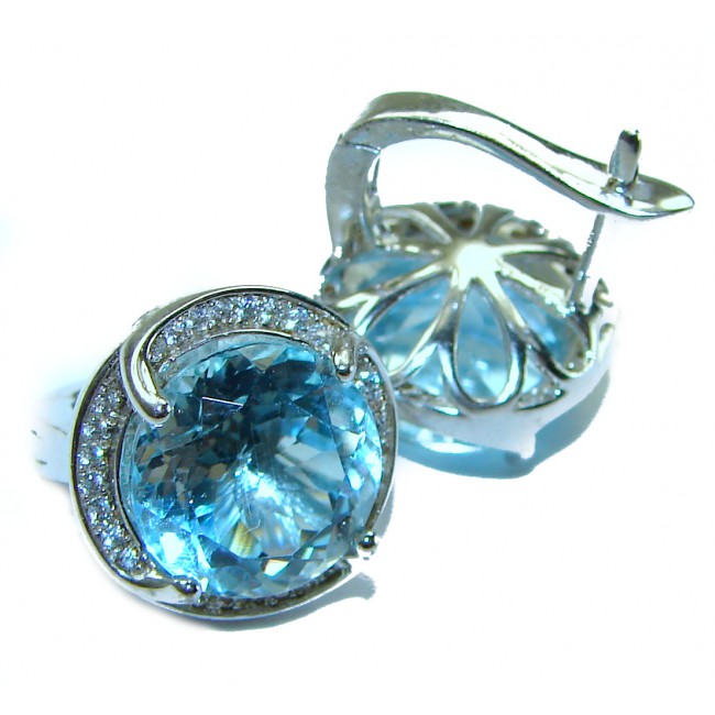 Eau Propre natural Blue Swiss Topaz .925 Sterling Silver handcrafted earrings