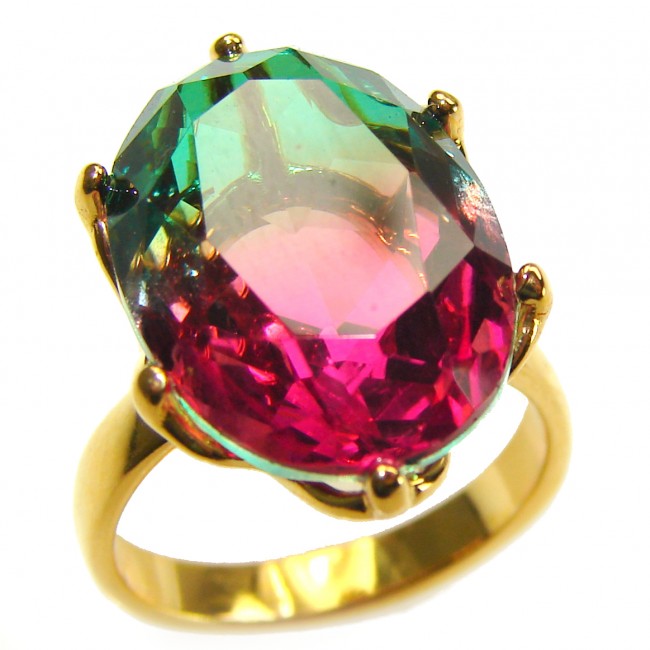 11.8 carat Brazilian Tourmaline 14K Gold over .925 Sterling Silver Perfectly handcrafted Ring s. 6 1/4