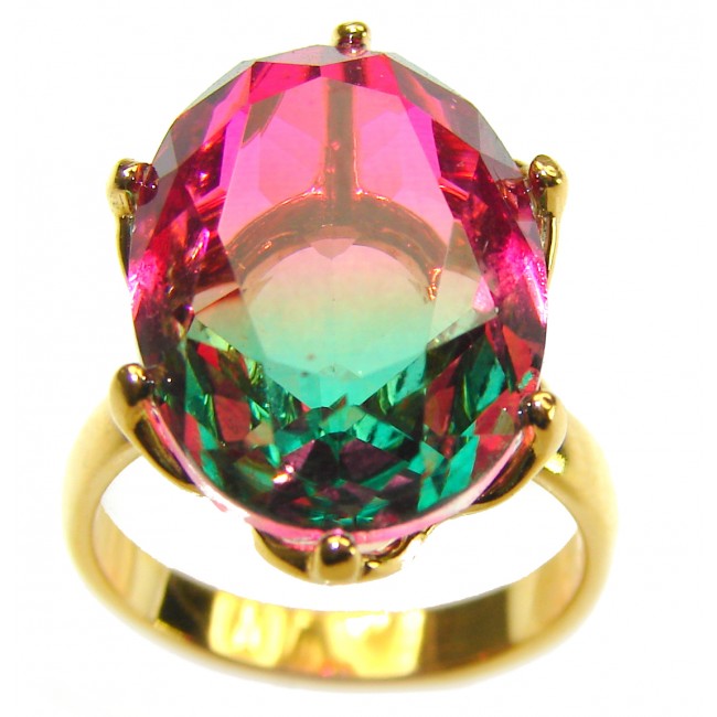 11.8 carat Brazilian Tourmaline 14K Gold over .925 Sterling Silver Perfectly handcrafted Ring s. 6 1/4