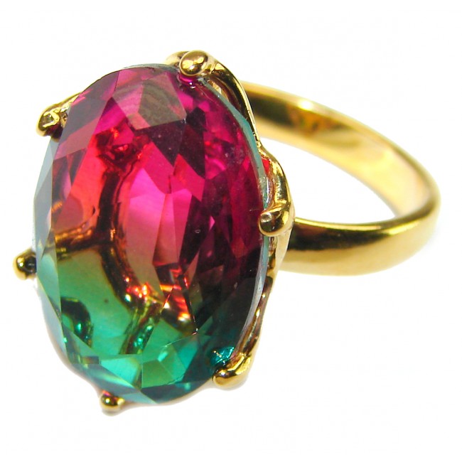 11.8 carat Brazilian Tourmaline 14K Gold over .925 Sterling Silver Perfectly handcrafted Ring s. 6 1/4