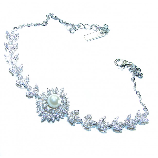 Luxurious Genuine White Topaz .925 Sterling Silver Bracelet