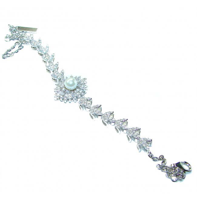 Luxurious Genuine White Topaz .925 Sterling Silver Bracelet