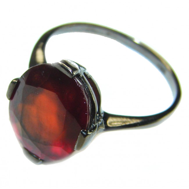 Red Treasure 8.5 carat Ruby .925 Silver handcrafted Ring s. 7 1/2