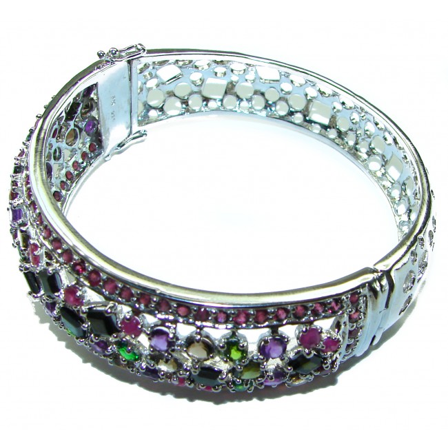 Authentic Amethyst Chrome Diopside .925 Sterling Silver handmade bangle Bracelet