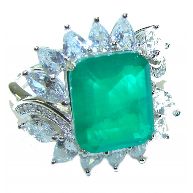 26.5 carat Emerald .925 Sterling Silver handmade Ring size 8 1/4