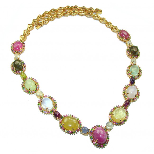 Color Me Brightly - Brazilian Watermelon Tourmaline 18K Gold over .925 Sterling Silver handmade necklace