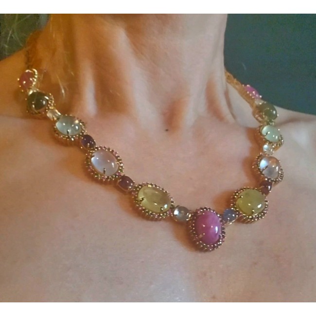 Color Me Brightly - Brazilian Watermelon Tourmaline 18K Gold over .925 Sterling Silver handmade necklace