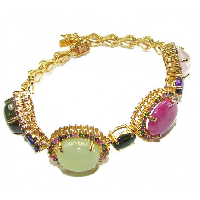 Color Me Brightly - Brazilian Watermelon Tourmaline 18K Gold over .925 Sterling Silver handmade Bracelet