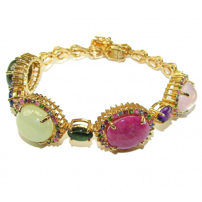 Color Me Brightly - Brazilian Watermelon Tourmaline 18K Gold over .925 Sterling Silver handmade Bracelet