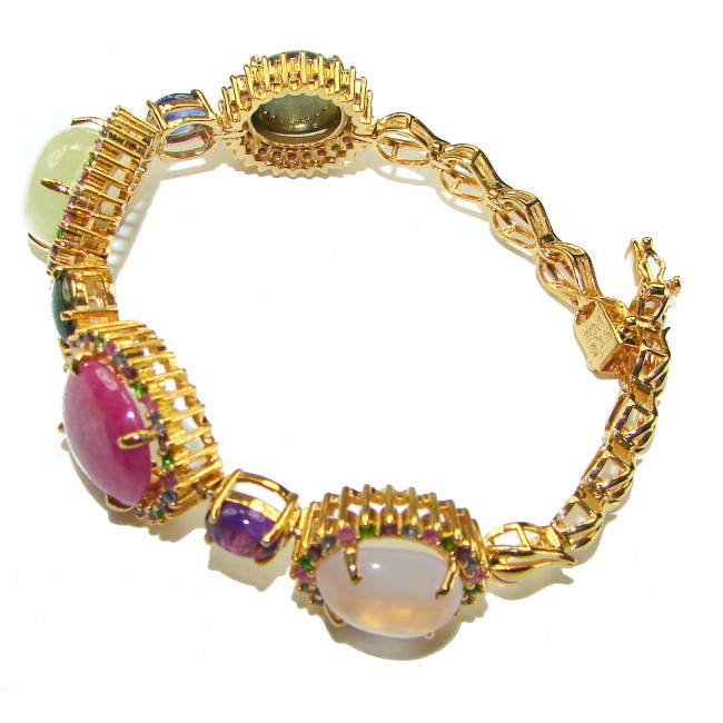 Color Me Brightly - Brazilian Watermelon Tourmaline 18K Gold over .925 Sterling Silver handmade Bracelet