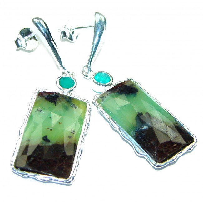 Authentic Chrysoprase .925 Sterling Silver handmade earrings