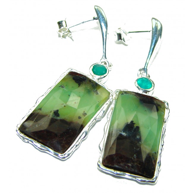 Authentic Chrysoprase .925 Sterling Silver handmade earrings