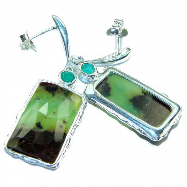 Authentic Chrysoprase .925 Sterling Silver handmade earrings