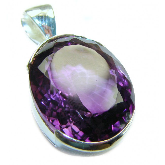 Vintage Design 45.5 carat genuine Amethyst .925 Sterling Silver handcrafted Pendant