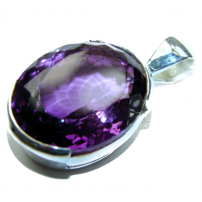 Vintage Design 45.5 carat genuine Amethyst .925 Sterling Silver handcrafted Pendant