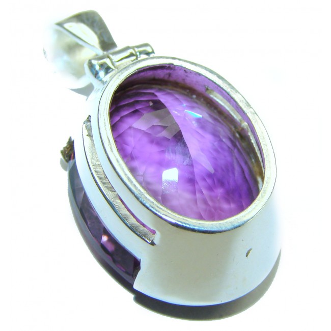 Vintage Design 45.5 carat genuine Amethyst .925 Sterling Silver handcrafted Pendant