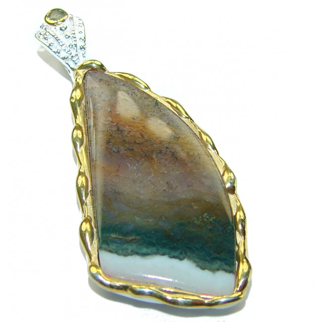 Perfect quality Imperial Jasper 2 tones .925 Sterling Silver handmade Pendant