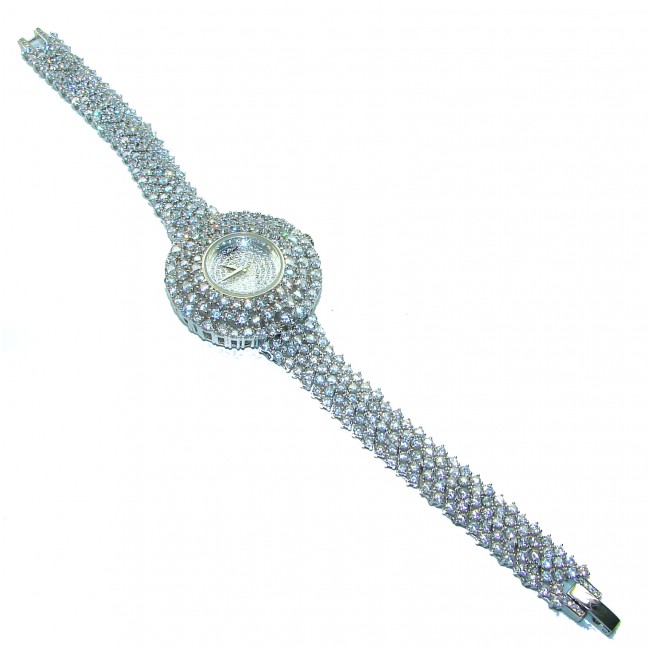 Precious White Topaz .925 Sterling Silver handmade Bracelet Watch