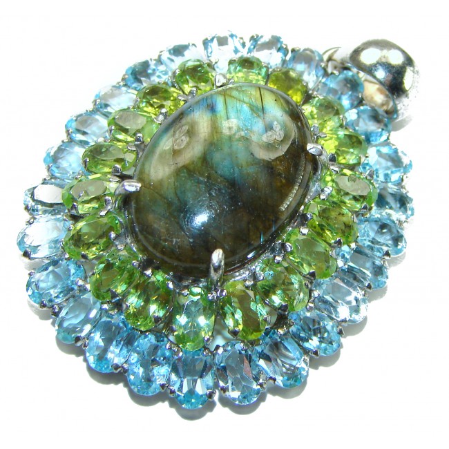 Truly Magical Aurora Fire Labradorite .925 Sterling Silver handcrafted Pendant