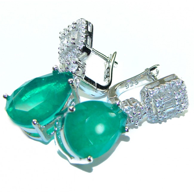 Gabriella Very Unique Emerald .925 Sterling Silver handcrafted earrings