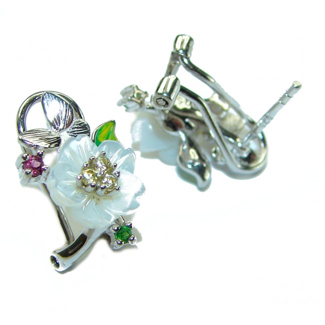 White Flowers Blister Pearl .925 Sterling Silver handcrafted Earrings