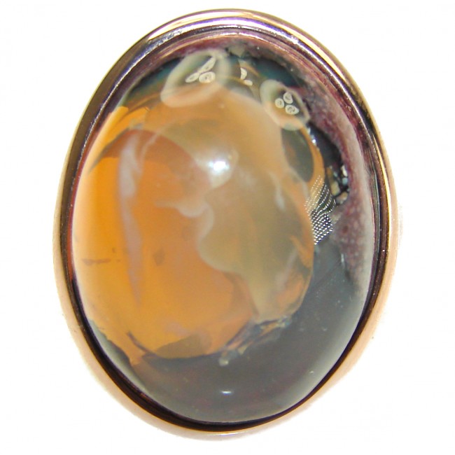 Queen of Fire best quality Mexican Opal 18K Gold over .925 Sterling Silver handmade ring 9