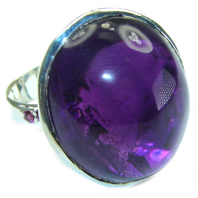 Dramatic design 26.5 carat Amethyst .925 Sterling Silver Handcrafted Ring size 7 1/2