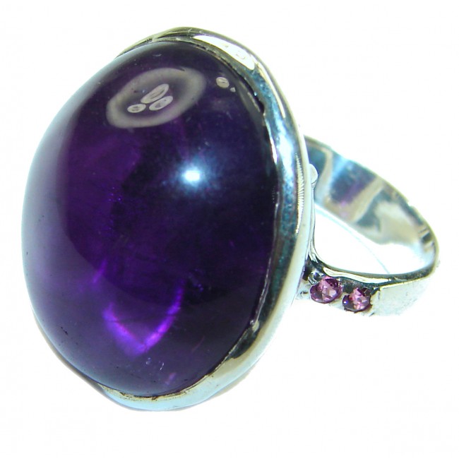 Dramatic design 26.5 carat Amethyst .925 Sterling Silver Handcrafted Ring size 7 1/2