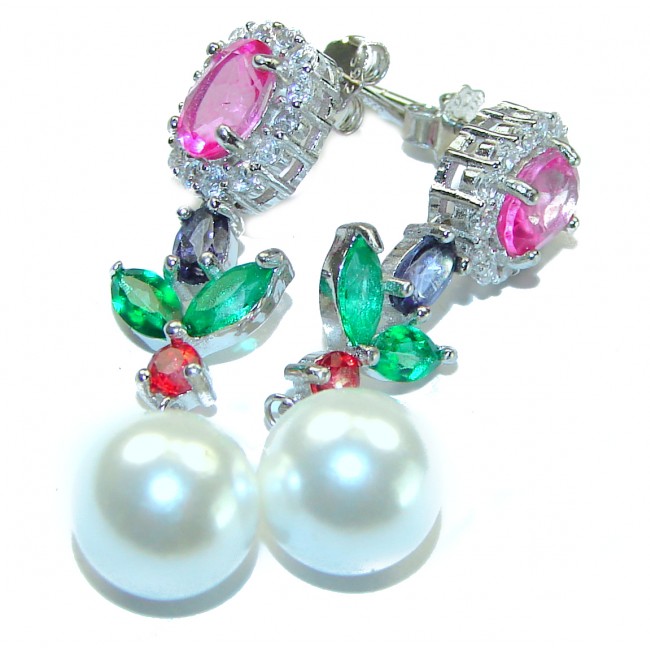 Precious genuine Kunzite Pearl .925 Sterling Silver earrings