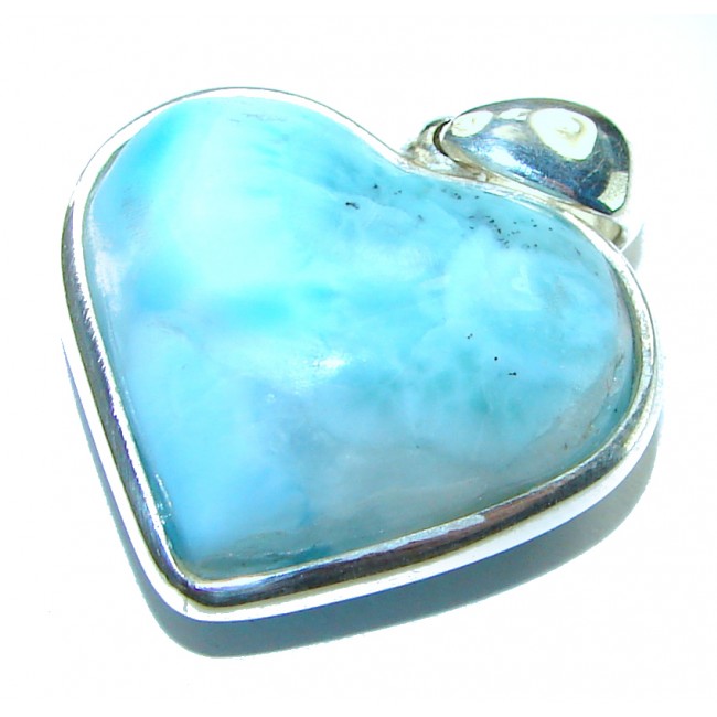 Blue Angel's Heart amazing quality Larimar .925 Sterling Silver handmade pendant