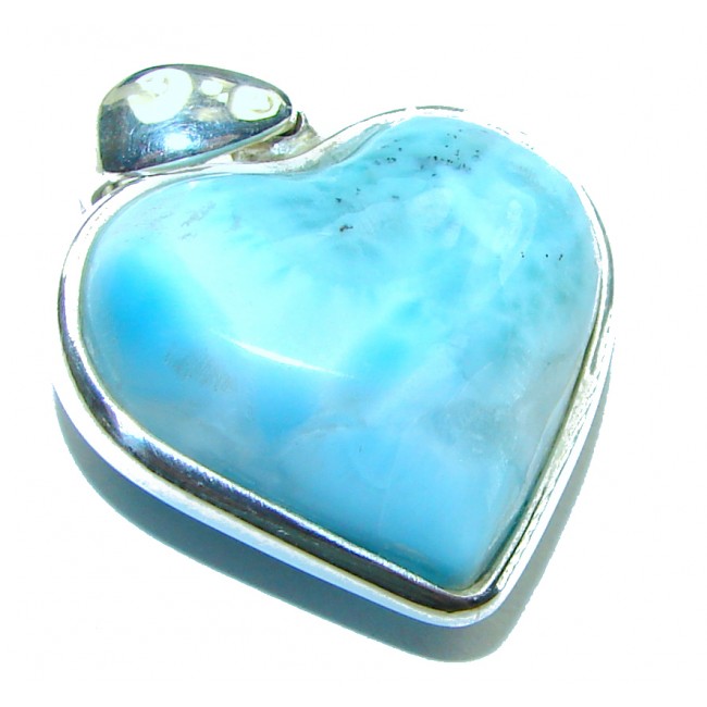 Blue Angel's Heart amazing quality Larimar .925 Sterling Silver handmade pendant