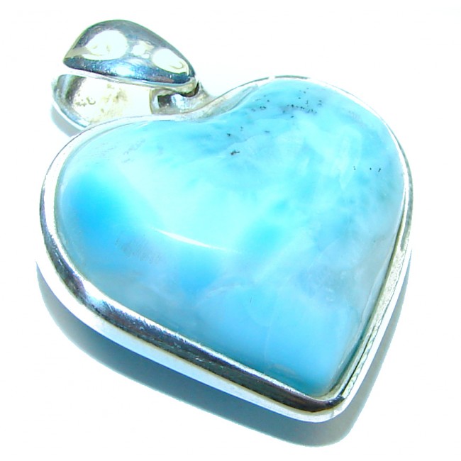 Blue Angel's Heart amazing quality Larimar .925 Sterling Silver handmade pendant