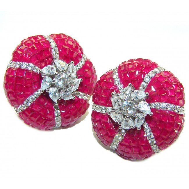 Born to Glam floral-inspired authentic Ruby .925 Sterling Silver handcrafted earrings