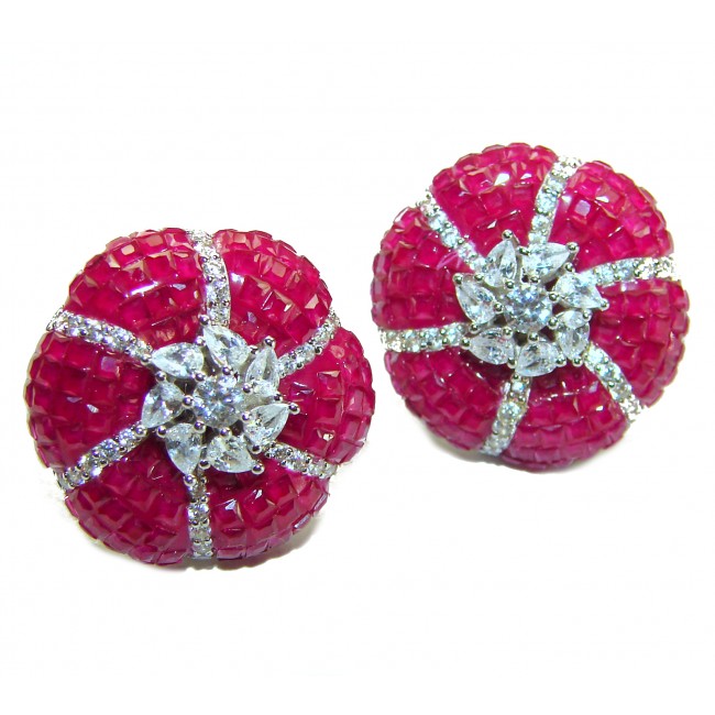 Born to Glam floral-inspired authentic Ruby .925 Sterling Silver handcrafted earrings