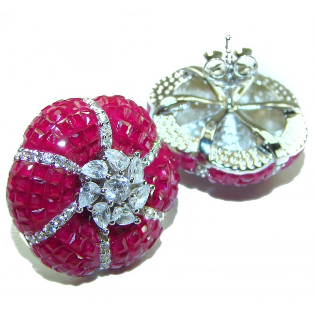 Born to Glam floral-inspired authentic Ruby .925 Sterling Silver handcrafted earrings