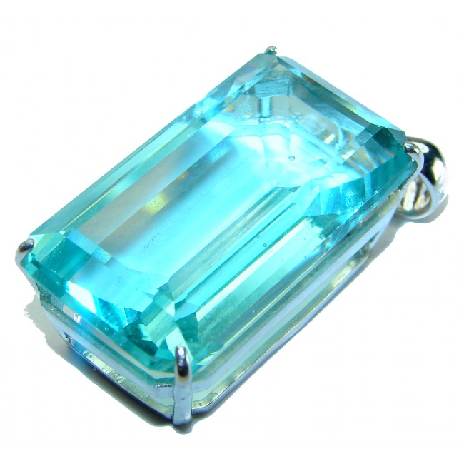 Baguette cut cut 66.4 carat Aquamarine .925 Sterling Silver handcrafted pendant