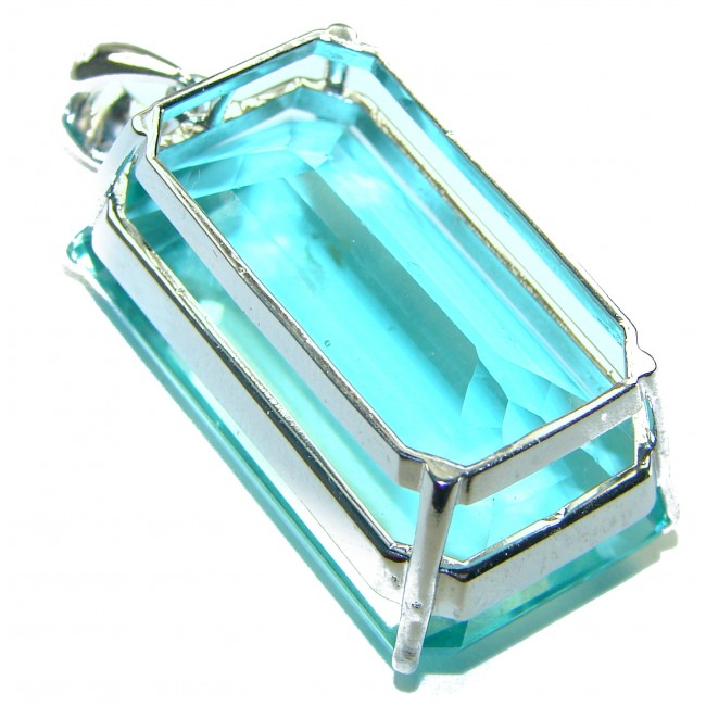 Baguette cut cut 66.4 carat Aquamarine .925 Sterling Silver handcrafted pendant