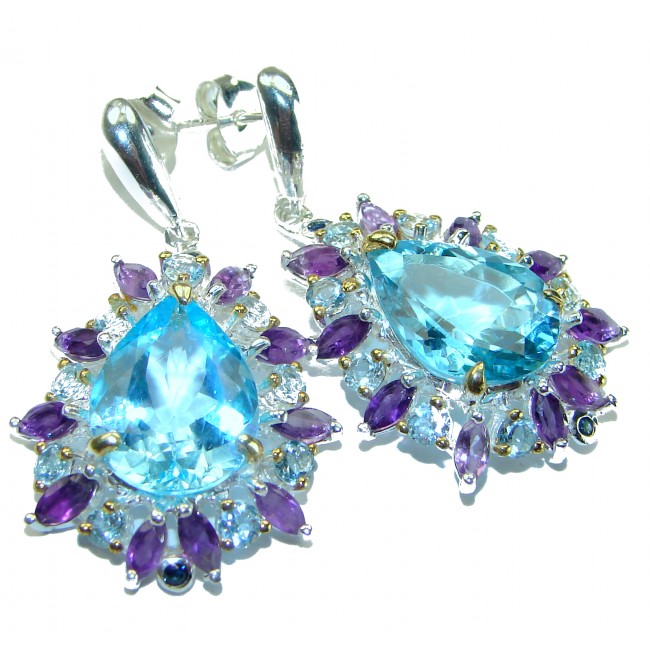 Eau Propre natural Blue Swiss Topaz .925 Sterling Silver handcrafted earrings