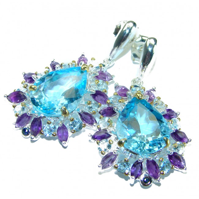 Eau Propre natural Blue Swiss Topaz .925 Sterling Silver handcrafted earrings