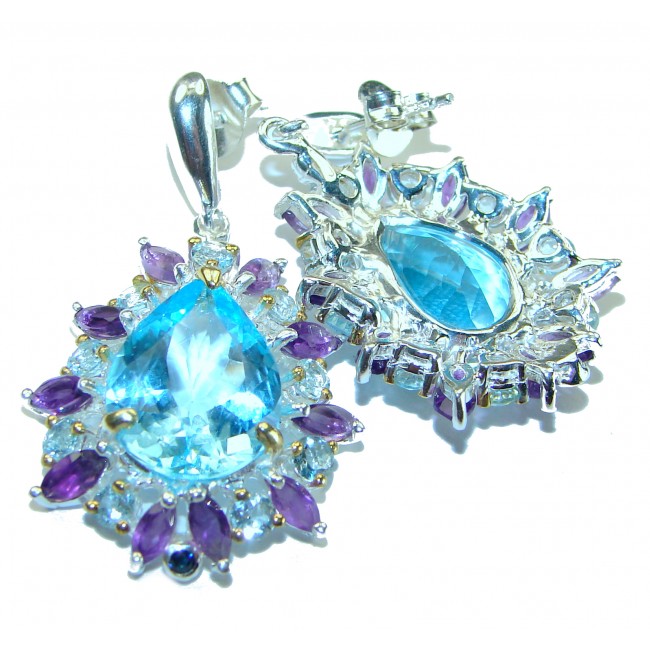 Eau Propre natural Blue Swiss Topaz .925 Sterling Silver handcrafted earrings