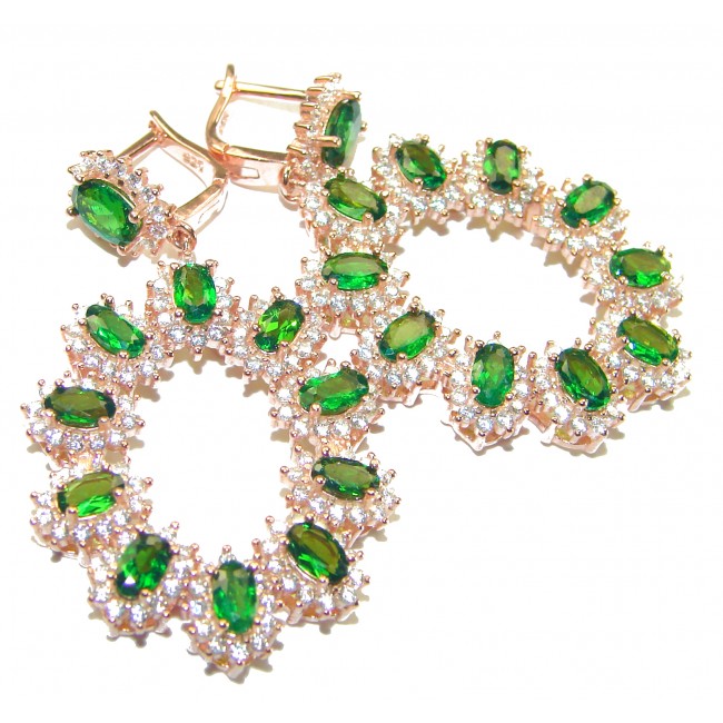 Very Unique Chrome Diopside 18K Gold over .925 Sterling Silver handcrafted earrings