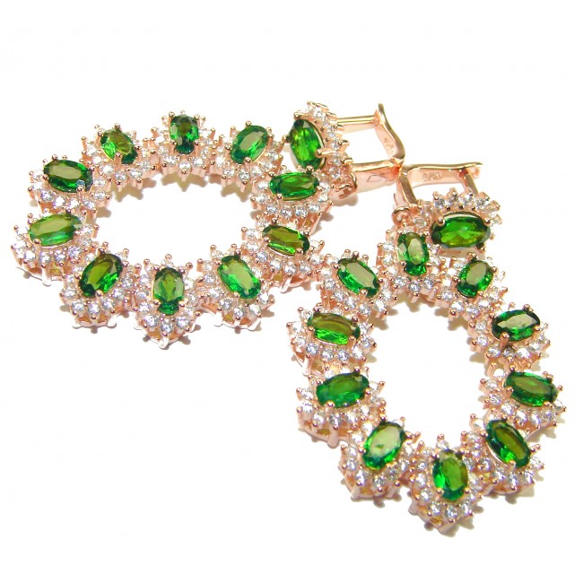 Very Unique Chrome Diopside 18K Gold over .925 Sterling Silver handcrafted earrings