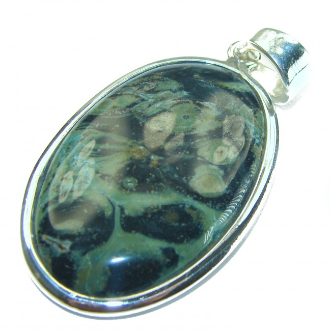 Authentic Green Rhyolite .925 Sterling Silver Pendant